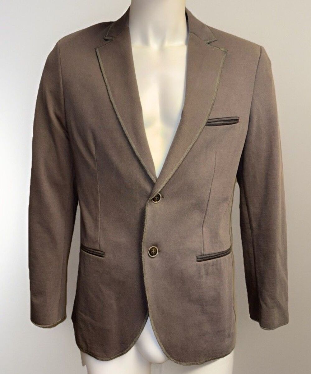 Fabi Lavaggio Brown Linen Sports Coat Size 52 IT 42 US - Made In Italy